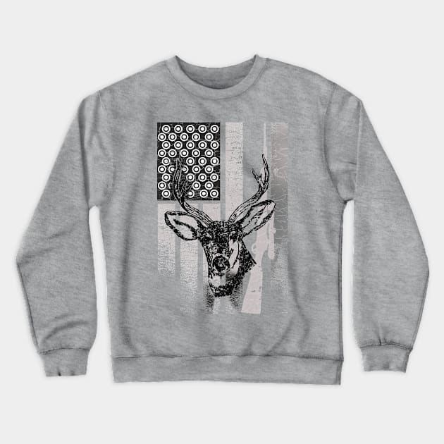 American Flag Hunting Deer Crewneck Sweatshirt by S-Log